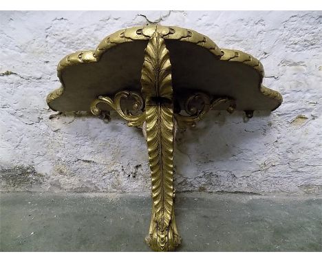 Late 18th / Early 19th century Gilt and Painted Wall Clock Bracket Shelf