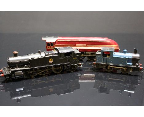 Three Model Railway trains -  '00' Guage Tri-ang (6244) locomotive, a British Rail Hornby R2213B and a prairie tank engine.
