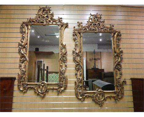Pair of large Chippendale Style Gilt / Giltwood Carved Mirrors - . Overall height. 170cm Width 96cm. Condition: some losses t