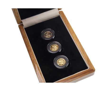 THE LONDON MINT OFFICE THE WORLD'S FIRST THREE ANGEL'S COIN SET, each coin in capsule, in box, with certificate, lacking weig