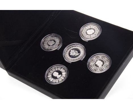 THE LONDON MINT OFFICE SILVER PORTRAIT COIN COLLECTION, comprising five coins, each in capsule, in box, with certificate