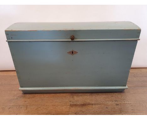 A painted pine dome top trunk, 100 cm wide 