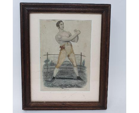 A 19th century print, C. Y. Davies, a boxer, 20 x 14 cm, and various other 19th century and later prints (box) 