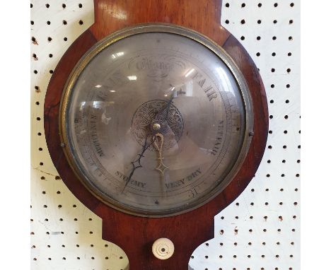 A 19th century mahogany banjo form barometer, 94 cm high