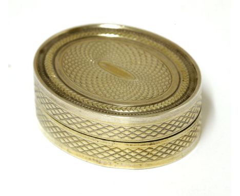 A George III oval silver gilt and engine-turned vinaigrette,by Phipps &amp; Robinson, London, 1801Provenance:  The Tim Wonnac