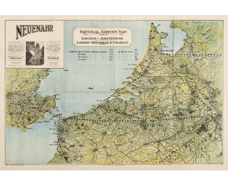 * Imperial Airways. A collection of Imperial Airways ephemera, including a Map of London-Ostend, Brussels, Cologne London-Ams