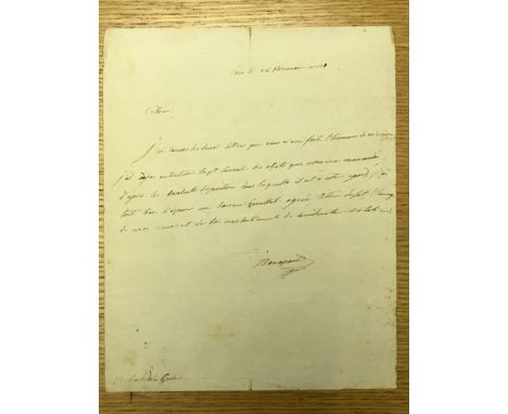 * [Napoleon Bonaparte, 1769-1821]. An autograph letter signed by Napoleon Bonaparte's eldest brother Joseph Bonaparte (1768-1