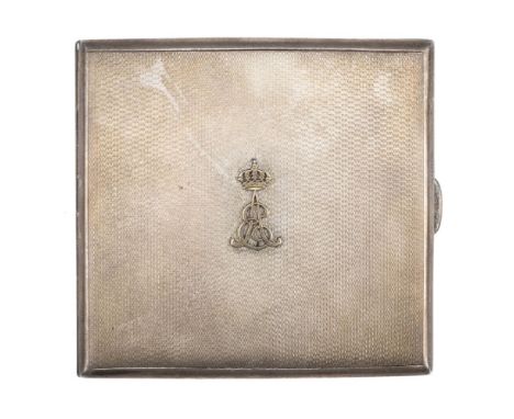 * Brackley (Herbert, 1894-1948). A Cartier silver presentation cigarette case, with gold monogram of the King and Queen of Be