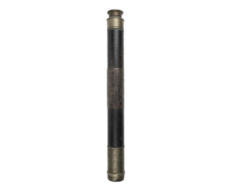 * Telescope. A WWI German Marine single-draw telescope, with nickel plated mounts, leather covered tube and silver presentati