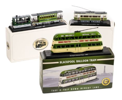 * Trams. A collection of die cast model trams, including 32 Atlas Collection die cast tram models, contained in original boxe