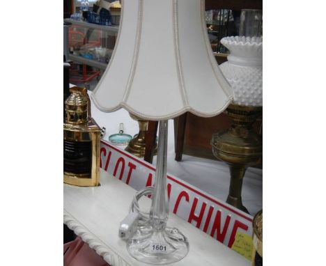 A modern glass table lamp.