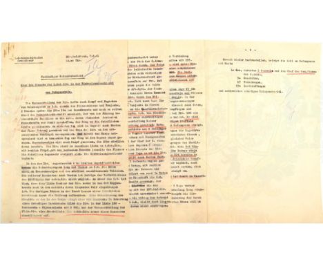 HUBERT LANZ, General d. Gebirgstruppe (1896-1982, RK m. Eichenlaub), OU „Lanz“ in Kopiertstift, auf vorl. Gefechtsbericht als