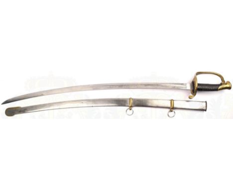SÄBEL 1850 FÜR OFFIZIERE US-ARMY, Sammleranfertigung/Repro, Klinge m. beidseitig Zierätzung Waffen, florale Elemente, „US“ u.