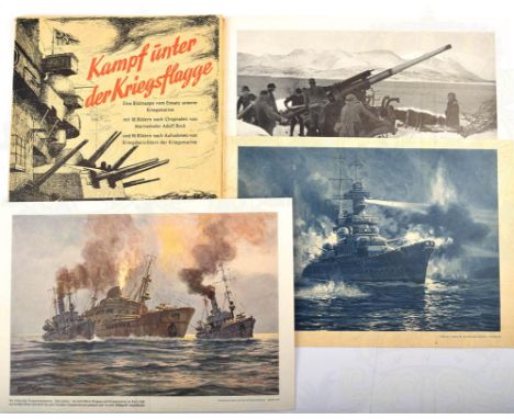 KAMPF UNTER DER KRIEGSFLAGGE, PK-Bildmappe vom Einsatz unserer Kriegsmarine, Verlag Erich Klinghammer, Berlin1942, m. 16 (von