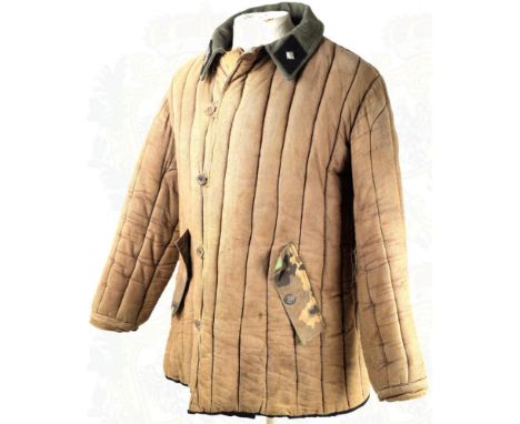 WINTERJACKE 5. DON-KOSAKEN REITER-REGIMENT, Sammleranfertigung/Replik, Steppjacke, erdbrauner Stoff, längs gesteppt, feldgrau