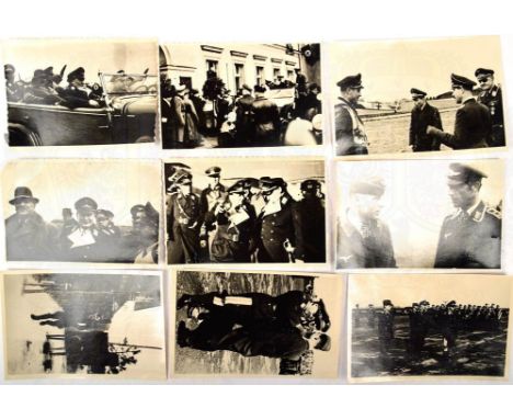 9 FOTOS HERMANN GÖRING UND RITTERKREUZTRÄGER, 4 Momentaufnahmen H. Göring bei Besichtigung eines Fliegerhorst u. im offenen W