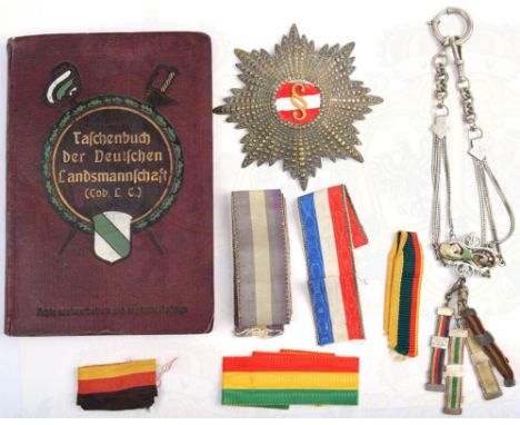 KONVOLUT ERINNERUNGSSTÜCKE: „Taschenbuch der Deutschen Landsmannschaft (Coburger L. C.)“, 8. Auflage, Jan. 1920, ges. 290 S.,