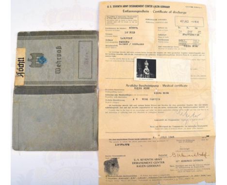 WEHRPASS OBERFELDWEBEL, ab 1943 Wehrmachtbeamtenanwärter d.B., Stab Kdo. Jagdführer Mittelrhein bzw. Stab 7. Jagddivision, vo