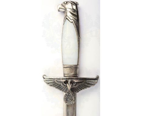 DOLCH FÜR DIPLOMATEN, Sammleranfertigung/Replik, vernickelte Klinge m. nicht korrektem Herst. „F. W. Höller Berlin“, L. 25,5c