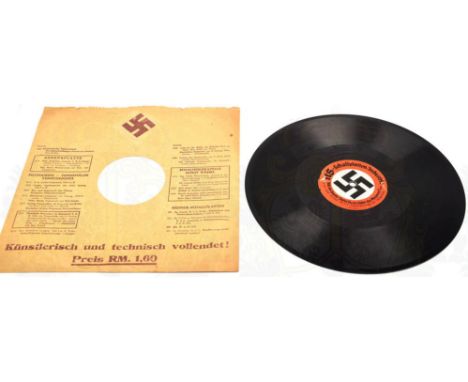 SCHELLACKPLATTE DER NS-SCHALLPLATTEN-INDUSTRIE, SA-Lied Volk ans Gewehr u. Faschisten-Marsch, um 1936, Militär-Musik-Kapelle-