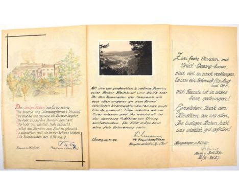8 WIDMUNGSBLÄTTER SS-POLIZEI-REGIMENTER 7 UND 27, in Norwegen, 1. Okt. 1944 bis 9. Jan. 1945, m. 2 Fotos, 3 orig. Zeichnungen
