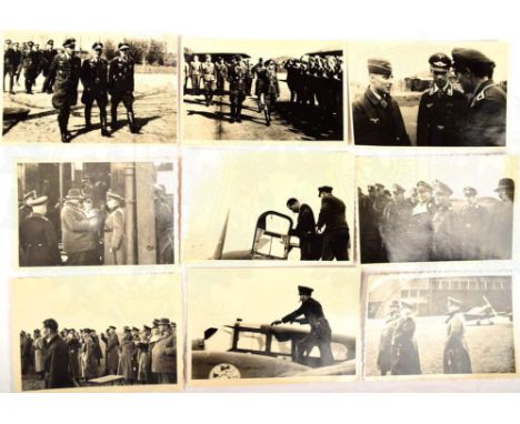 9 FOTOS HERMANN GÖRING UND RITTERKREUZTRÄGER, 4 Momentaufnahmen H. Göring bei Besichtigung eines Fliegerhorst 18.1.1938, 4 Au