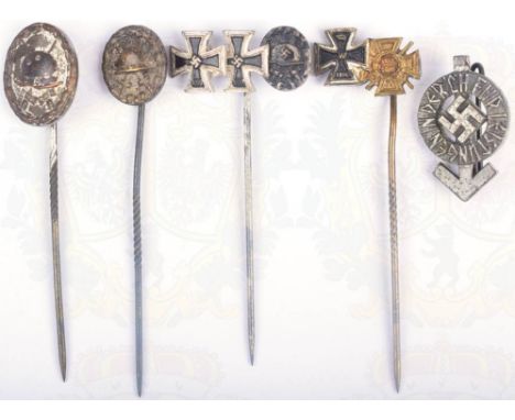 5 MINIATUREN: EK I 1939, EK II 1939 u. Verwundetenabzeichen in Schwarz, 9mm, verslb./geschwärzt; EK II 1914 u. Ehrenkreuz für