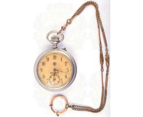 RESERVISTEN-TASCHENUHR, 4. Thüringisches Infanterie-Rgt. Nr. 72, Dt. Herst. „APB ges. gesch.“, Nickel/Neusilber, Rückendeckel