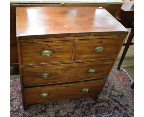 A 19th century mahogany three height chest of drawers, on bracket feet 