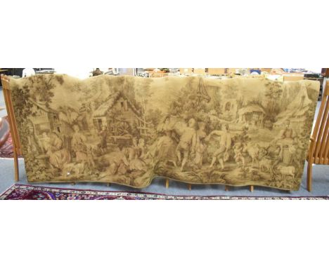 Machine made tapestry, after David Tennier, depicting a 17th century rural scene,142 334cm