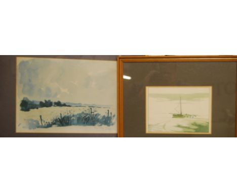Assorted pictures and prints to include Robert Massey - Low tide, watercolour, John Tookey - Landscape scene, lithograph etc