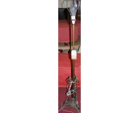 An Edwardian brass standard lamp