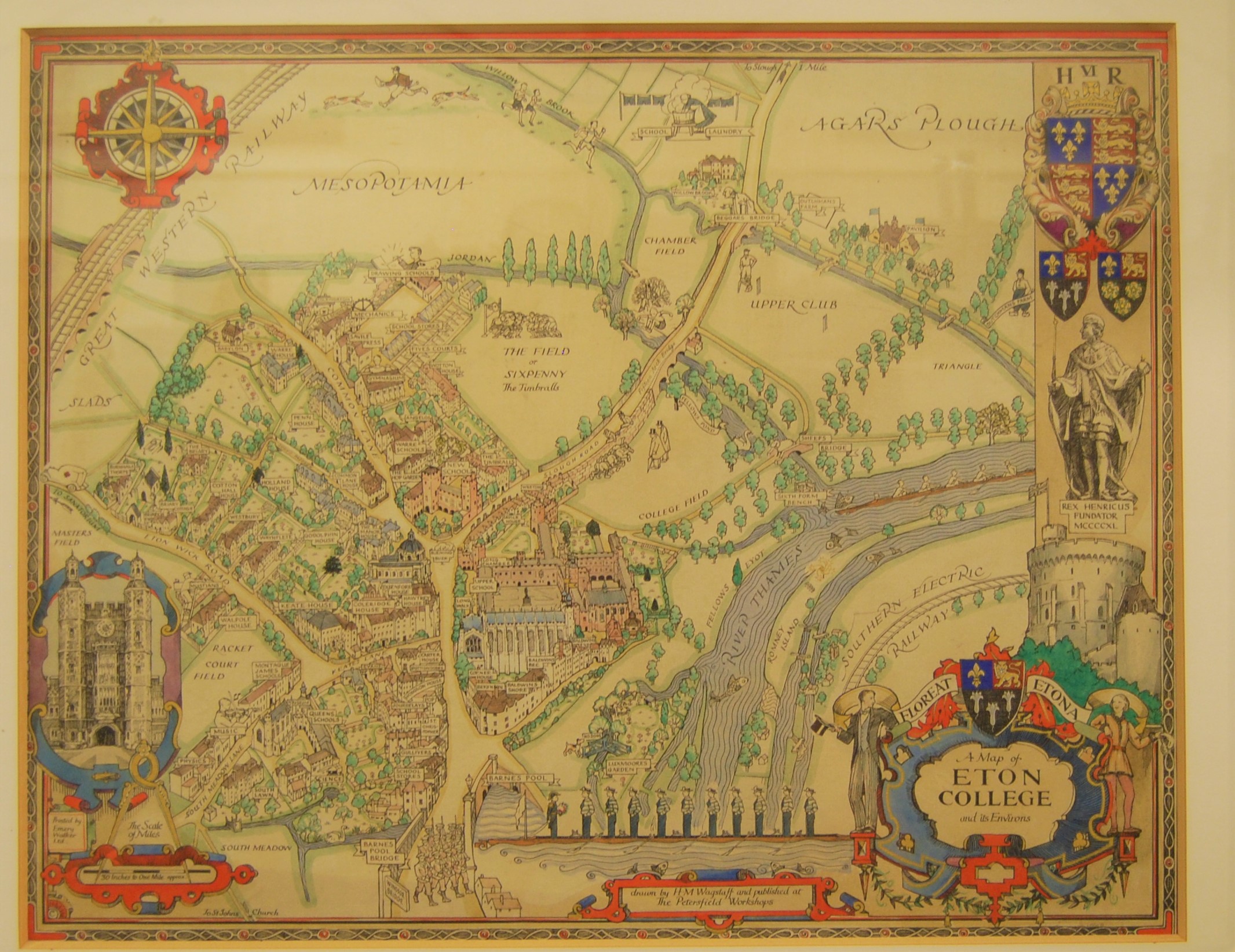 A map of Eton College and its Environs, as drawn by HM Wagstaff and 