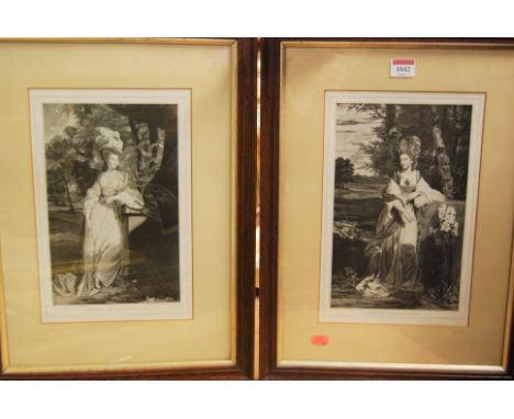 After Joshua Reynolds - four portrait studies of titled ladies, monochrome prints, each 29x17cm