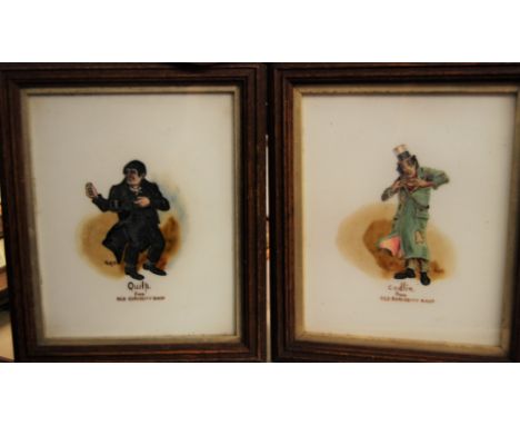 G.A.S - set of three portrait studies from the Old Curiosity Shop, oil on milk glass, together with sundry prints etc