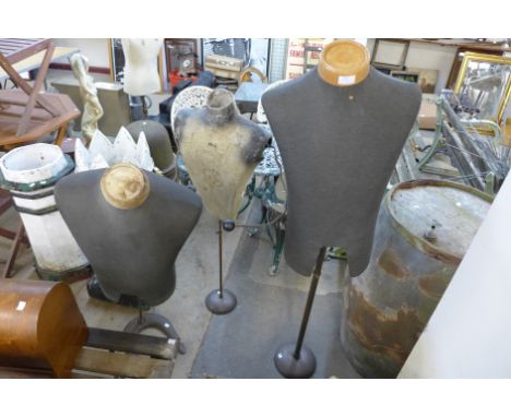 Three vintage metal based mannequins