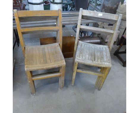 Eight vintage wooden stacking chairs 