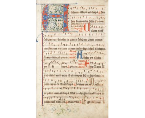 EINZELSEITE AUS EINEM MISSALE COLONIESE MIT 'ALLELUIA' Deutsch, Köln (?), 15. Jh. Tinte in Braun, Rot, Blau und Grün auf Perg