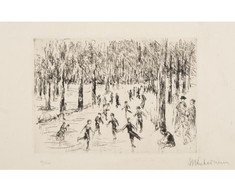 MAX LIEBERMANN1847 Berlin - 1935 ebenda'EISLAUF' (1923) Radierung auf Velin. BM 37 x 44,5 cm, DM 12,5 x 17,5 cm. Unten rechts