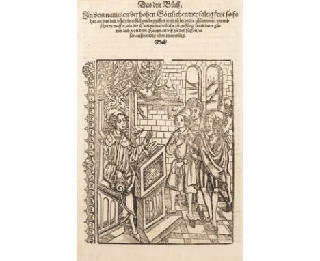 EINZELSEITE AUS EINEM DESTILLIERBUCH Deutsch, Straßburg, Hieronymus Brunschwig, Anfg. 16. Jh. Holzschnitt sowie Text auf Papi