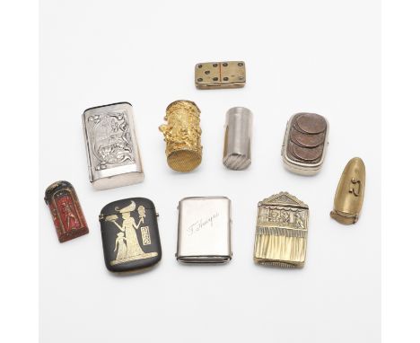 including a puppet show, one with a "trick-opening", a domino, an Art-Nouveau one, a tubular example with three dice under a 