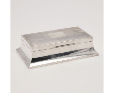 with engine-turned decoration on the cover and a cedarwood lining, by Walker &amp; Hall, Birmingham 1993; 8.2" (20.8cm) long.