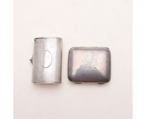 one oval with engine-turned decoration and an applied suspensory ring, by William Summers, London 1914, the other rectangular