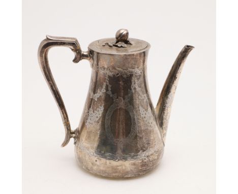 circular outline, with a slightly waisted body and a fruit finial, by Martin, Hall &amp; Co, London 1874; 7.75" (19.6cm) high