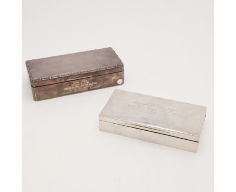 one with an engine-turned cover, by Adie Brothers Ltd, Birmingham 1958, the other, makers mark "CD", London 1928, both with p