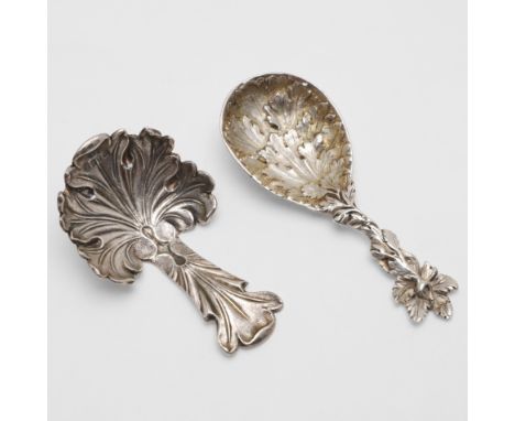 one Birmingham-made, with a shaped bowl, by John Tongue (probably) 1838, and the other London-made, with a gilded oval bowl, 