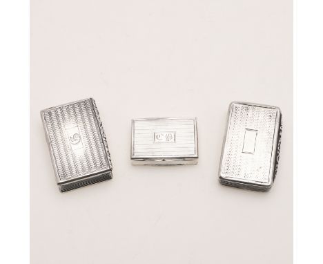 with reeded border, engine-turned decoration and foliate thumbpieces, gilt interiors &amp; one initialled "G", both by Franci