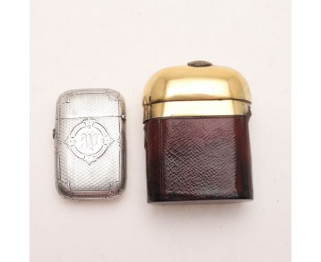 with an applied crest on the cover and a button-release, by William Leuchars, London 1876, together with a Victorian vesta ca