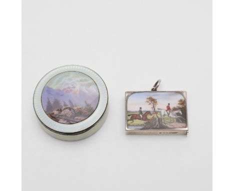 with a suspensory ring and decorated on the front with a hunting scene, by Sampson Mordan &amp; Co, London 1888, together wit