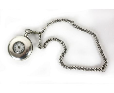 A silver cased pocket patch with a silver chain